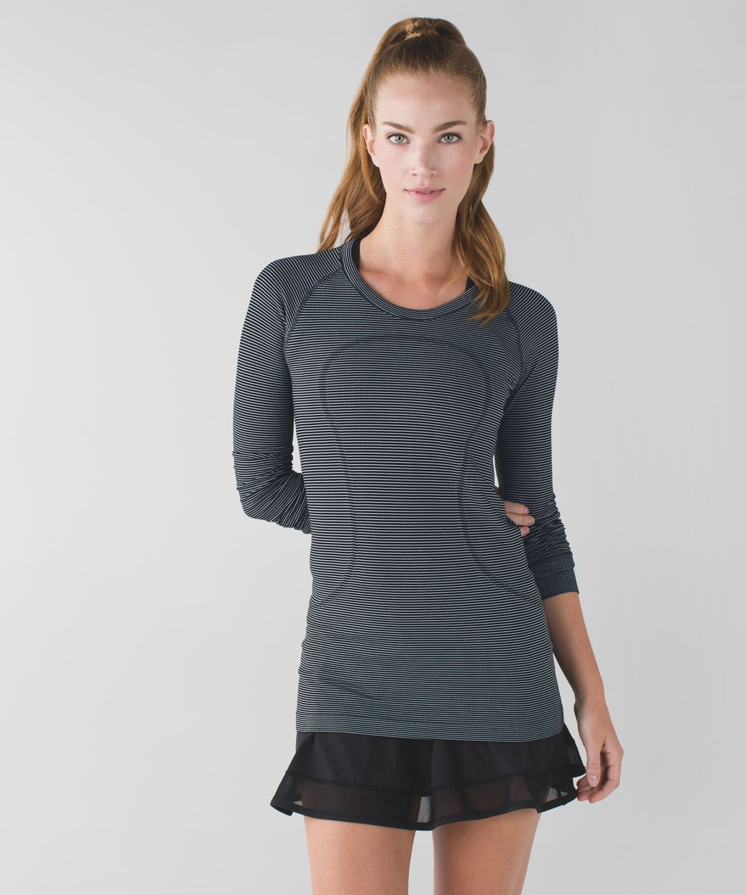 Lululemon Swiftly Tech Long Sleeve Crew - Tempo Stripe Black White