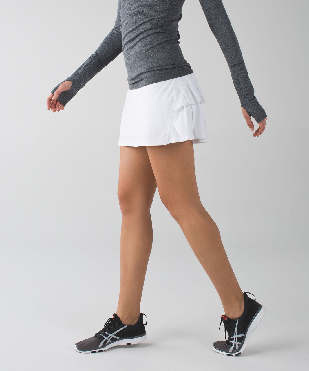 Lululemon Run Pace Setter Skirt Pleated Size 4 Regular All White