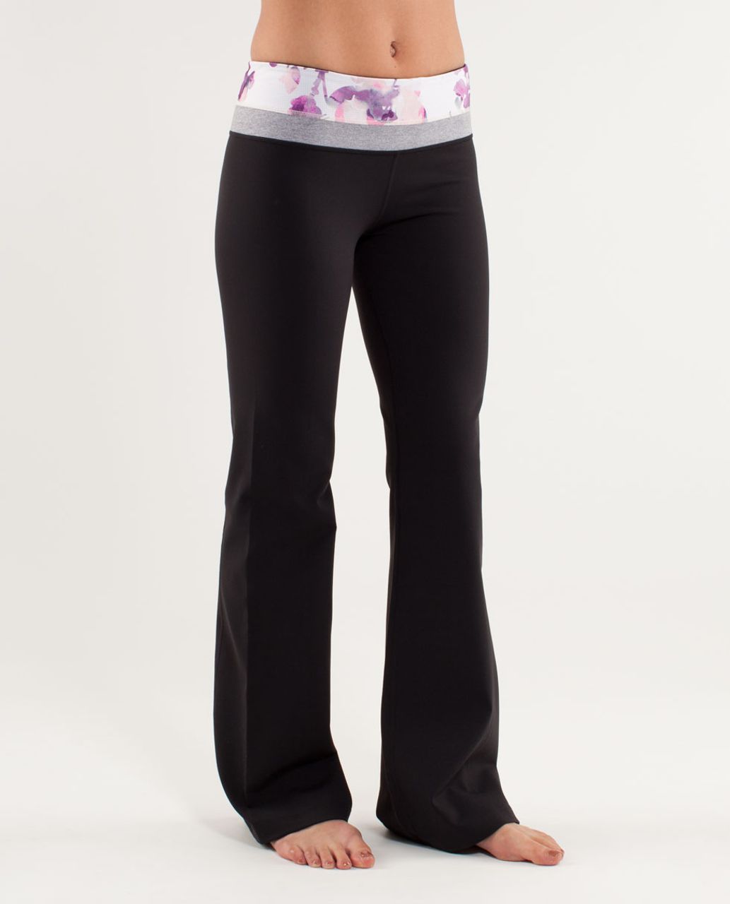 Lululemon Groove Pant (Regular) - Black / Blurred Blossoms Multi Colour / Heathered Fossil