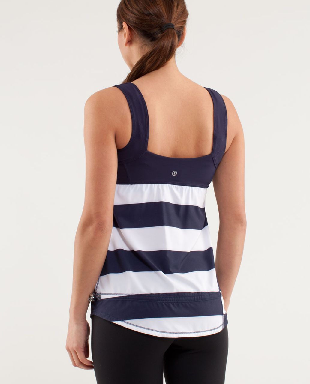 Lululemon Run:  Chase Me Tank - Wide Bold Stripe Printed White Deep Indigo