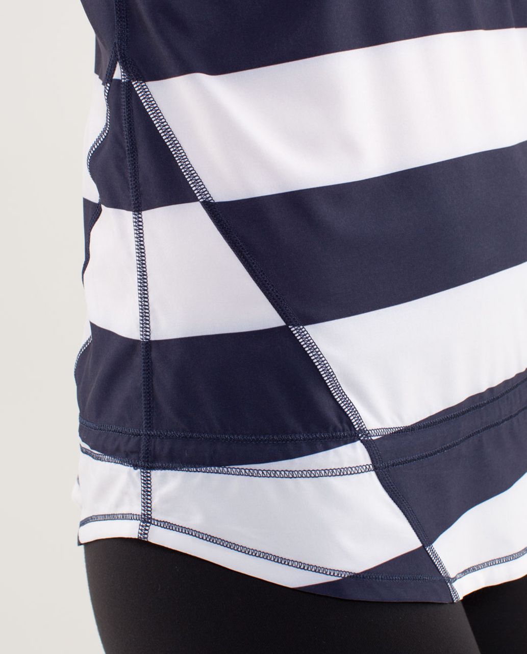 Lululemon Run:  Chase Me Tank - Wide Bold Stripe Printed White Deep Indigo