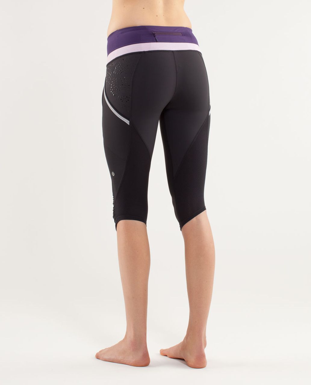 Lululemon Run A Marathon Crop - Deep Coal /  Concord Grape /  Heathered Rose Quartz