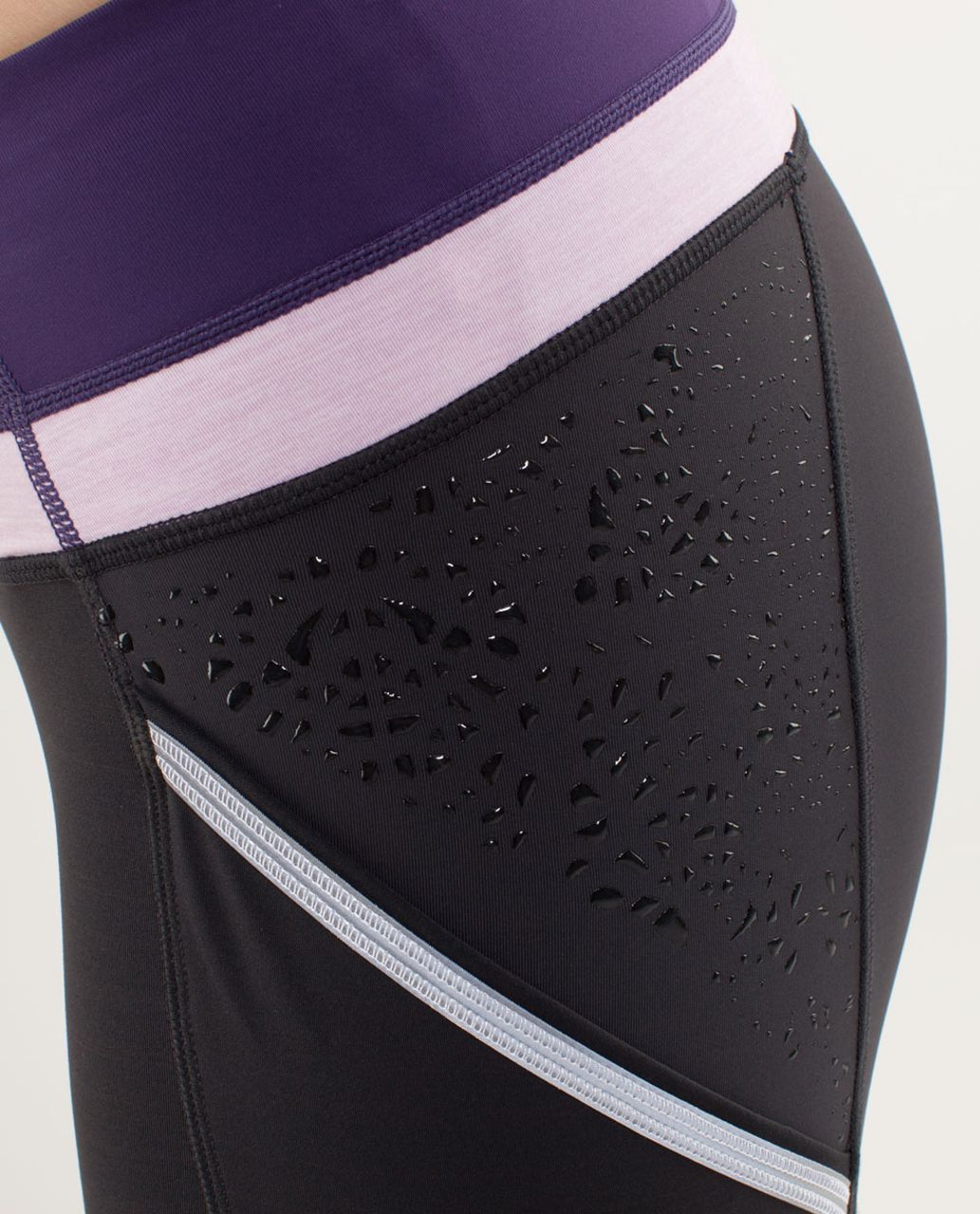 Lululemon Run A Marathon Crop - Deep Coal /  Concord Grape /  Heathered Rose Quartz