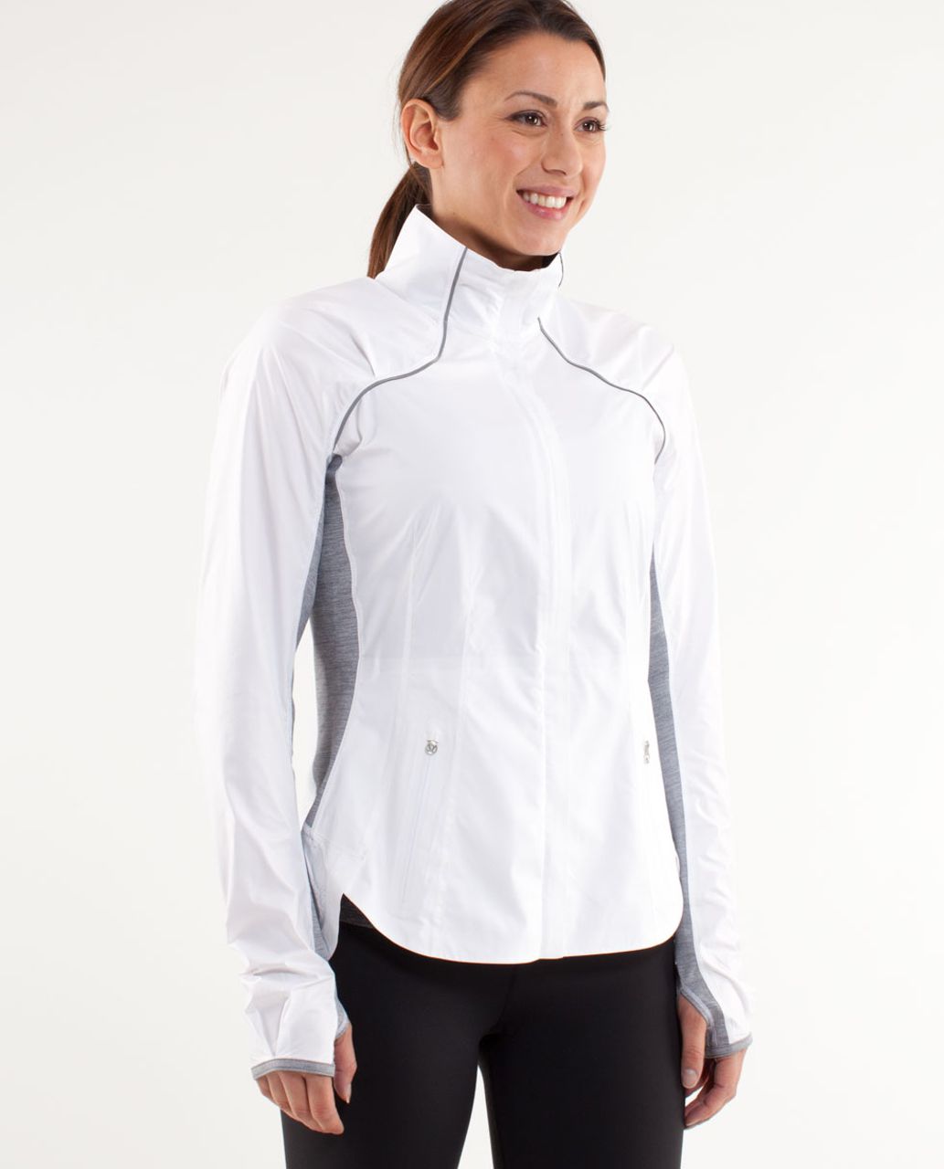 Lululemon Run:  Essential Jacket II - White /  Heathered Fossil