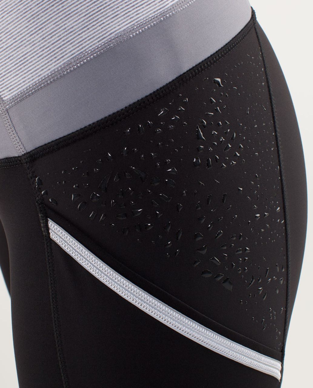 Lululemon Run A Marathon Crop - Black /  Wee Stripe White Fossil /  Fossil