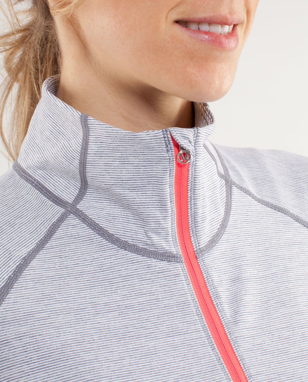 Lululemon Run:  Wild 1/2 Zip - Wee Stripe White Fossil /  White /  Flash