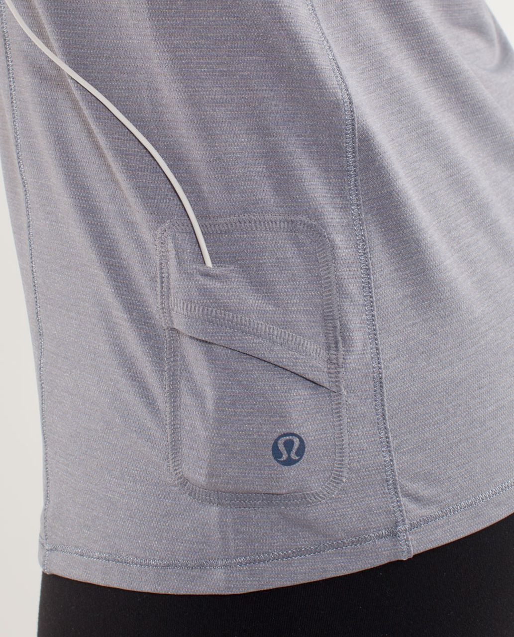 Lululemon Run:  Wild Short Sleeve Tech - Heathered Fossil /  Cut-out Lace Reflective Print