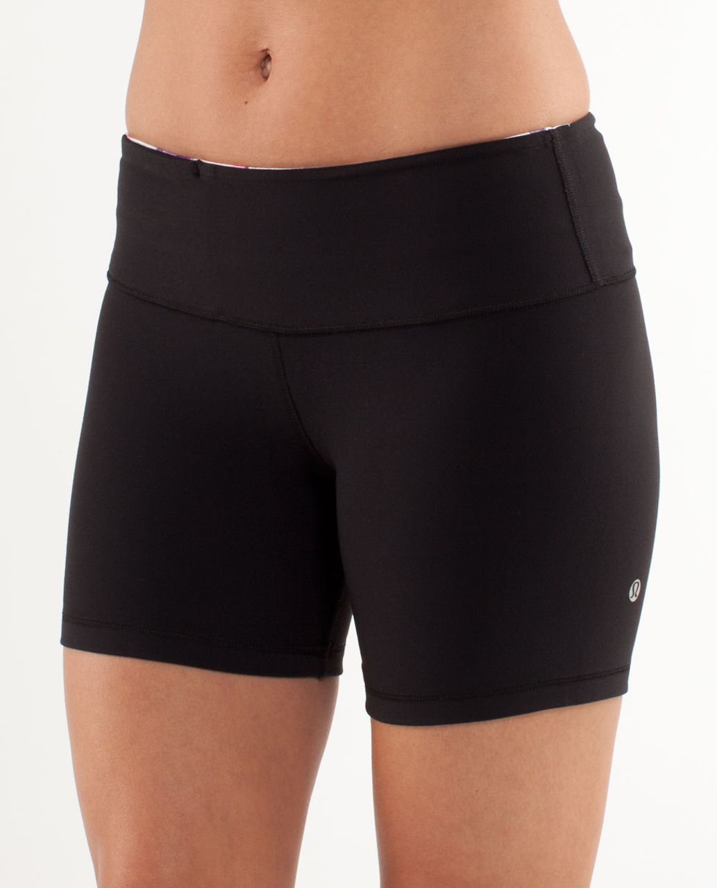 Lululemon Reverse Groove Short (Regular) - Black /  Blurred Blossoms White  /  Heathered Fossil