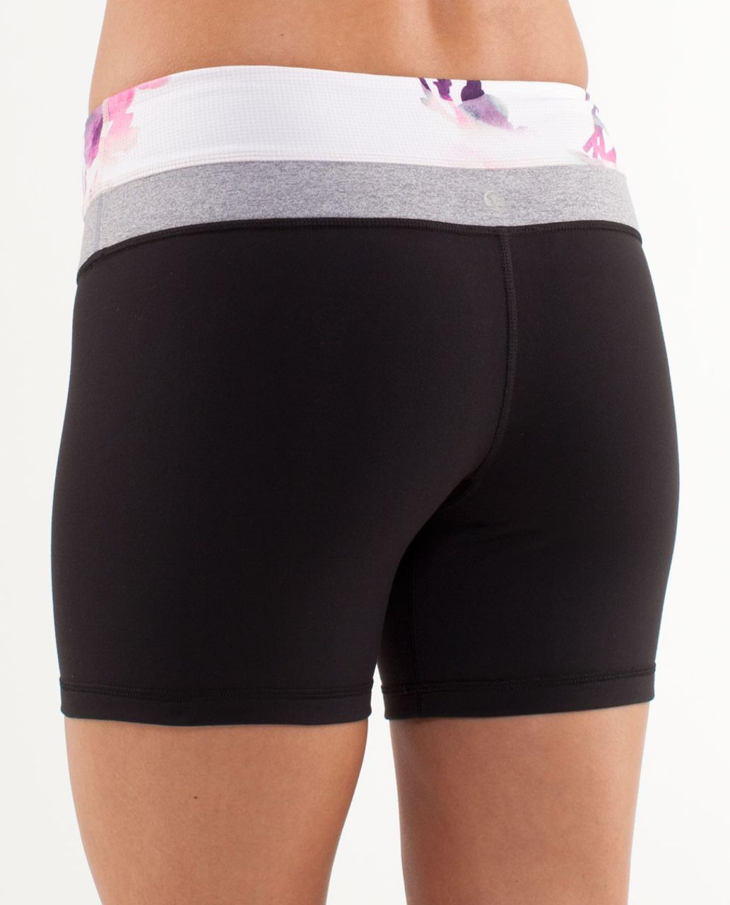 Lululemon Reverse Groove Short (Regular) - Black /  Blurred Blossoms White  /  Heathered Fossil