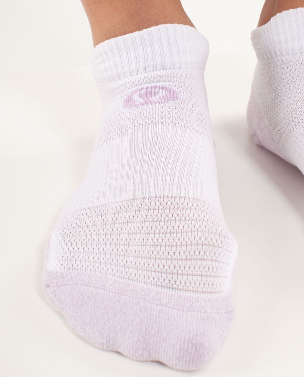 Lululemon Women's Ultimate Padded Run Sock - Heathered Rose Quartz /  White