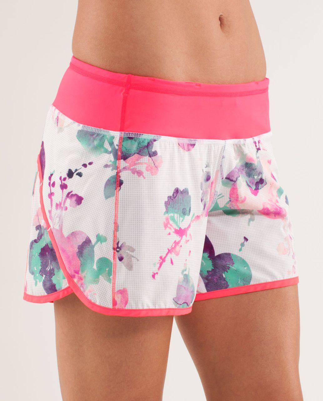 Lululemon Turbo Run Short - Blurred Blossoms White  /  Flash