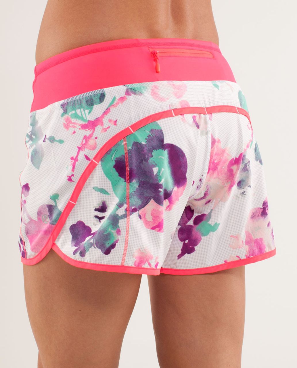 Lululemon Turbo Run Short - Blurred Blossoms White  /  Flash