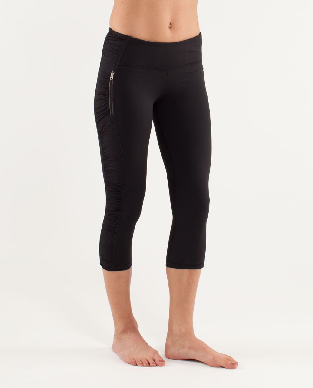 LULULEMON Womens Crop Leggings Zip Pocket Mesh Running Capri