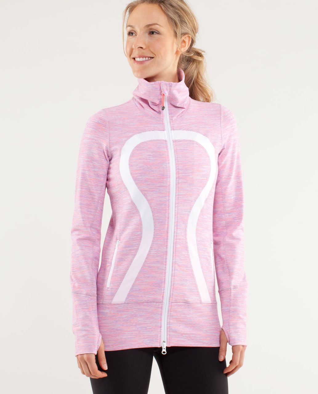 Lululemon Stride Jacket - Paris Pink White Microstripe / Paris Pink - lulu  fanatics