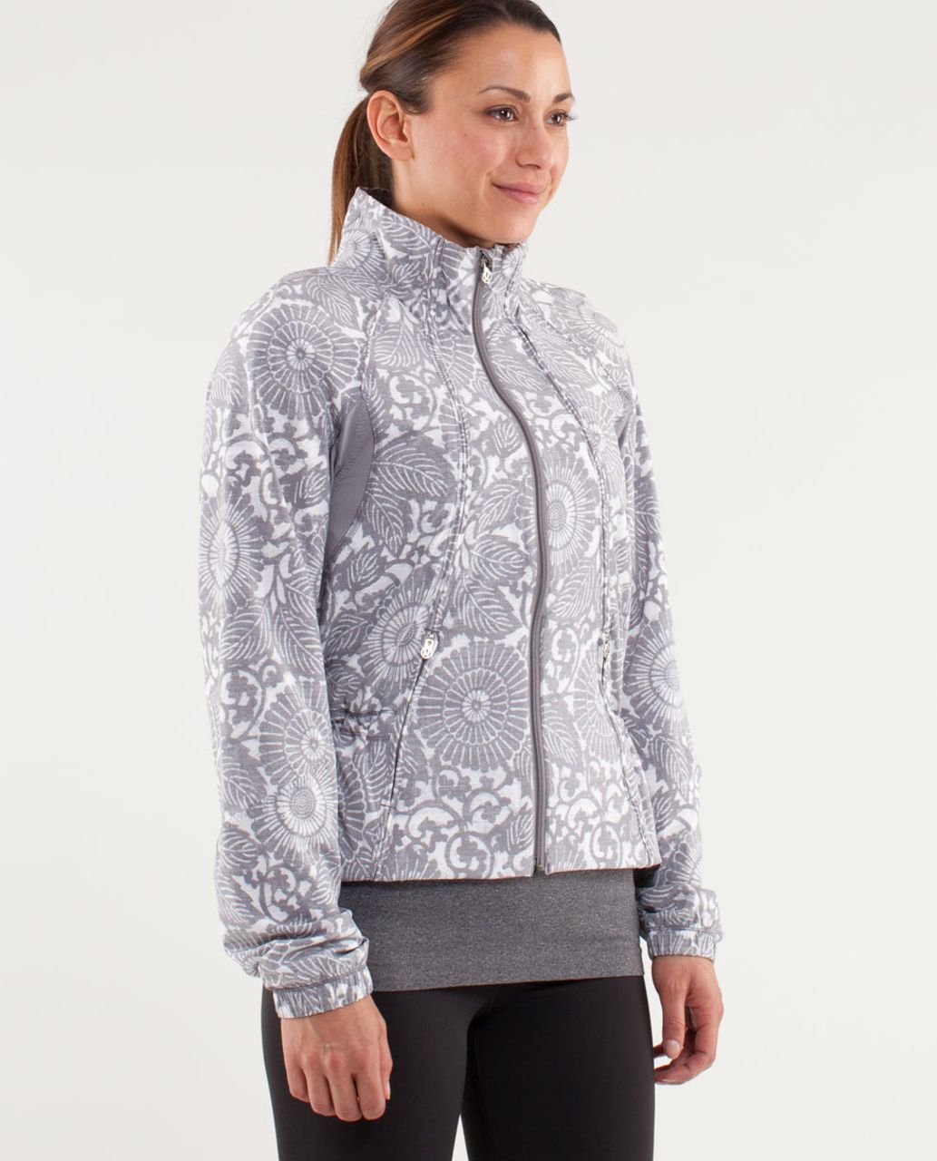 Lululemon Run:  Travel To Track Jacket *Print - Beachy Floral White Fossil