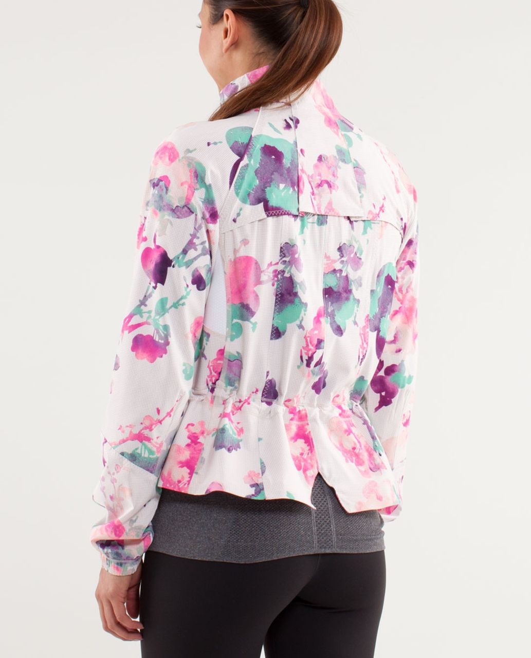 Lululemon Run:  Travel To Track Jacket *Print - Blurred Blossoms White