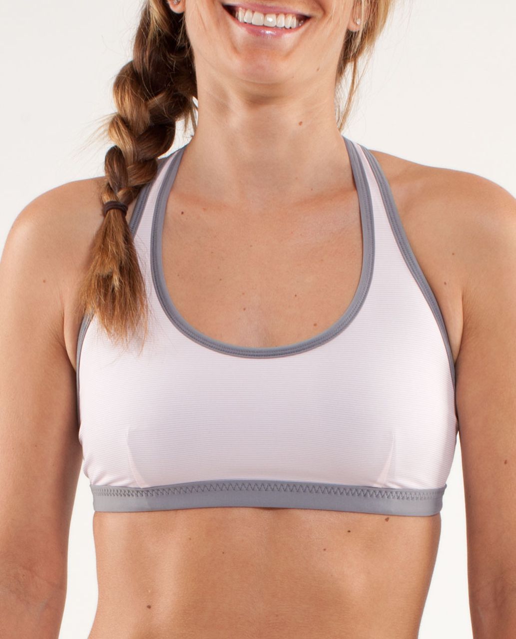 Lululemon Heatwave Swim Racer Top - Fossil /  Wee Stripe White Blush Quartz