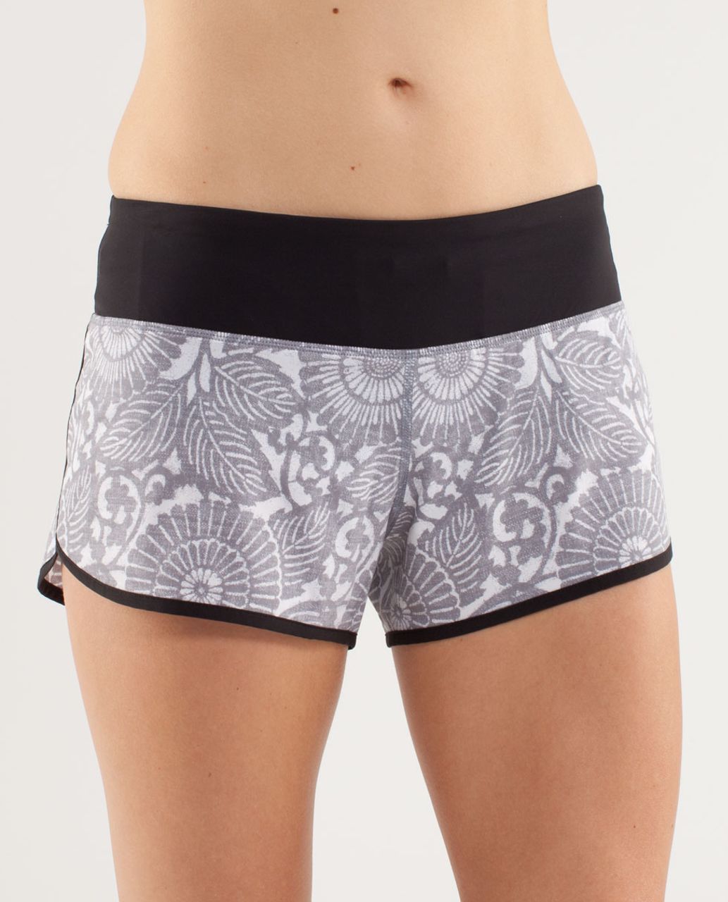 Lululemon Run:  Ultra Short II - Beachy Floral White Fossil /  Black