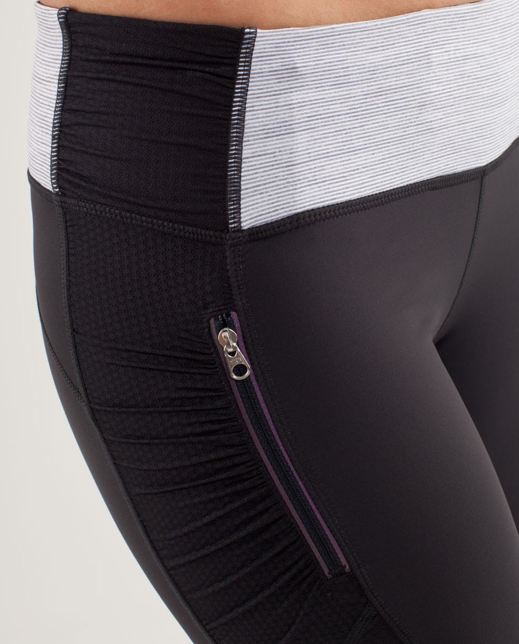 Lululemon Run:  In The Sun Crop - Deep Coal /  Wee Stripe White Heathered Fossil /  Wee Are From Space Black Combo