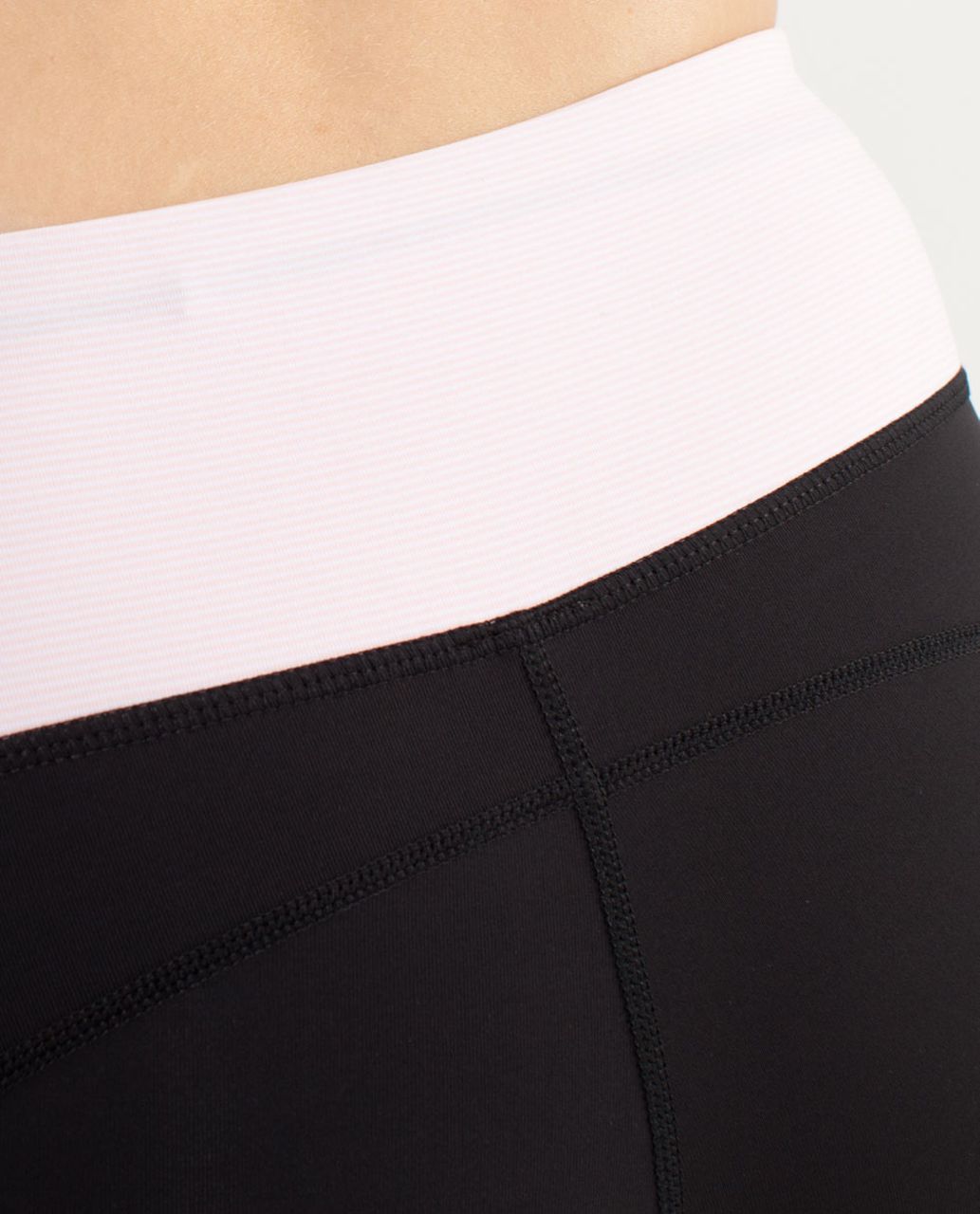 Lululemon Run:  In The Sun Crop - Black /  Wee Stripe White Blush Quartz