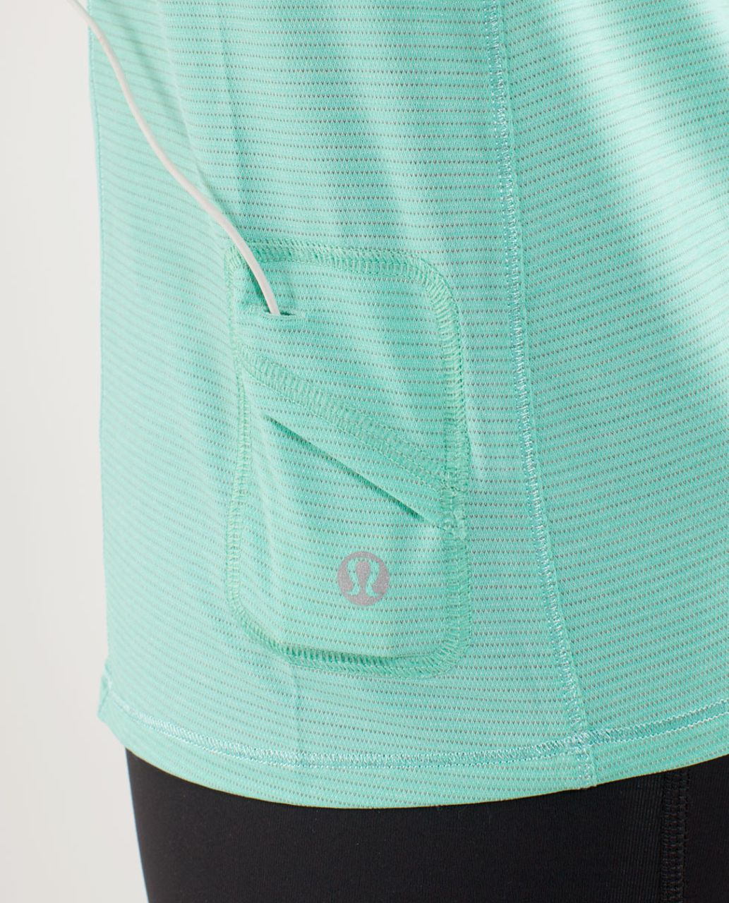 Lululemon Run:  Wild Short Sleeve Tech - Heathered Menthol /  Cut-out Lace Reflective Print