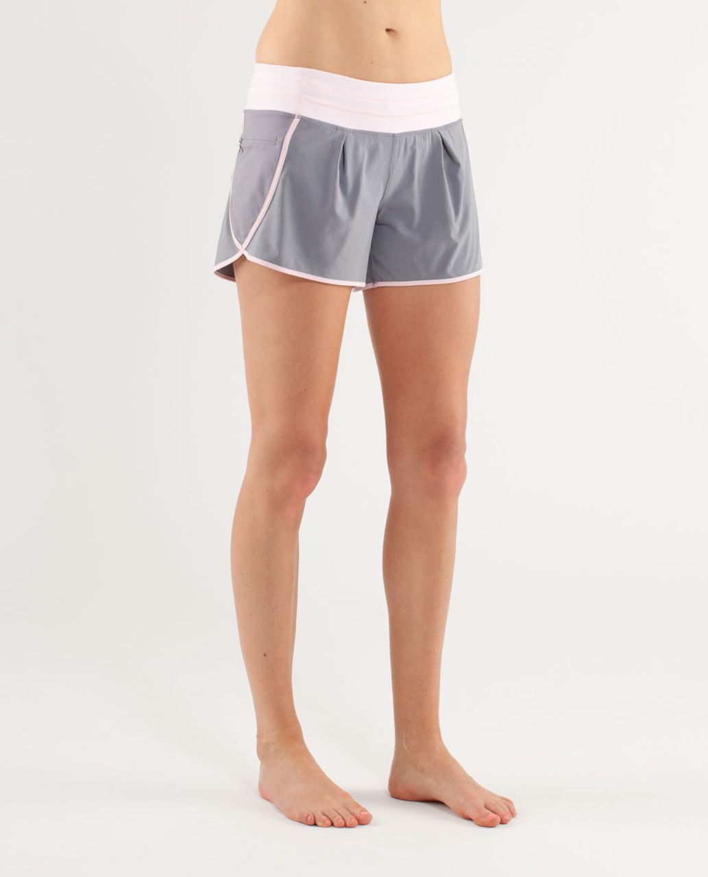 Lululemon Run:  In The Sun Short - Fossil /  Wee Stripe White Blush Quartz