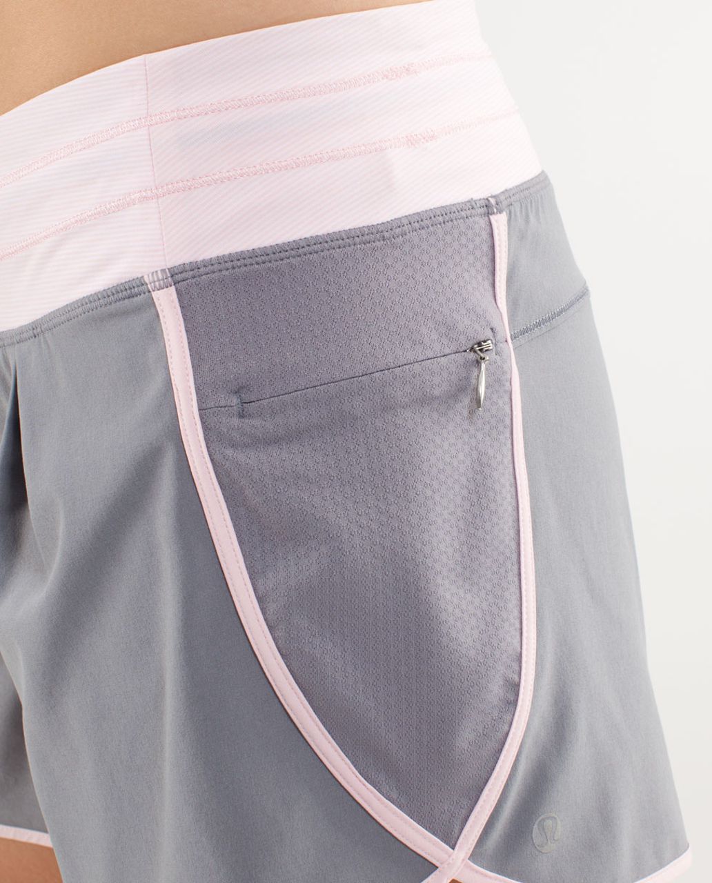 Lululemon Run:  In The Sun Short - Fossil /  Wee Stripe White Blush Quartz