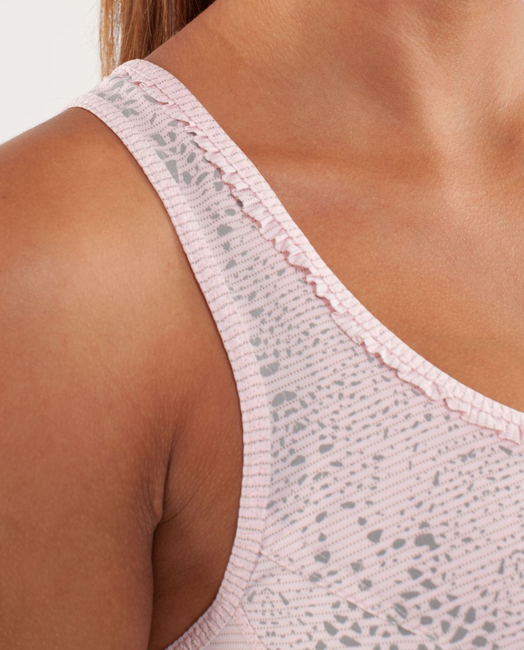 Lululemon Run:  Silver Bullet Sleeveless Tech - Blush Quartz /  Cut-out Lace Reflective Print