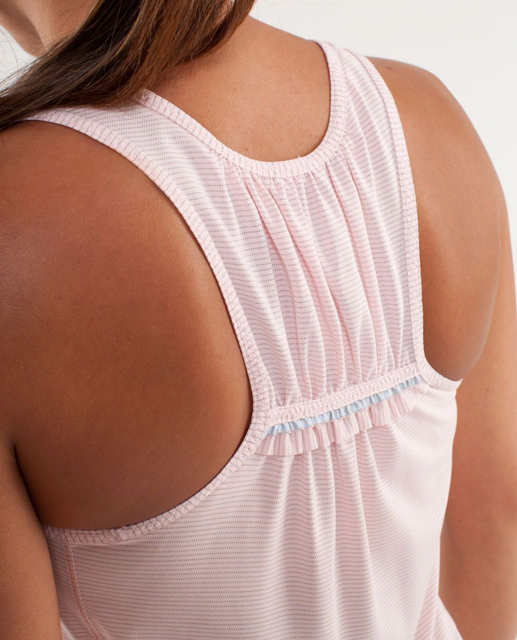 Lululemon Run:  Silver Bullet Sleeveless Tech - Blush Quartz /  Cut-out Lace Reflective Print