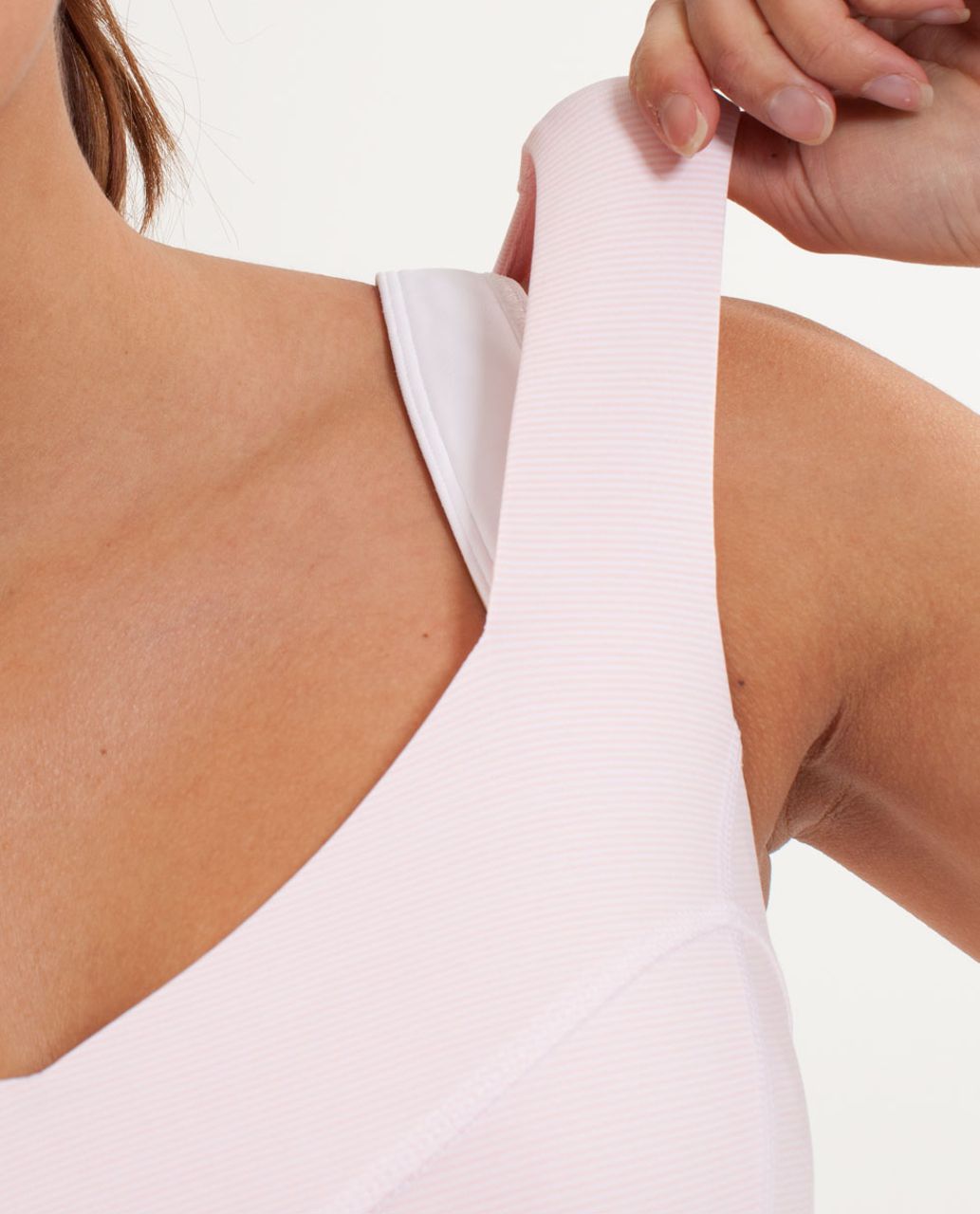 Lululemon Run:  Tame Me Tank - Heathered Blush Quartz /  Wee Stripe White Blush Quartz