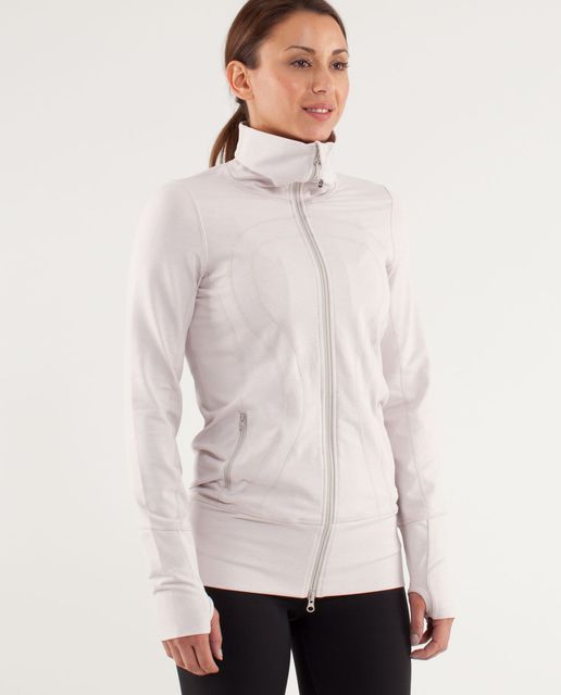 lululemon athletica, Jackets & Coats, Lululemon In Stride Jacket  Heathered Grayblurred Blossoms White Sz 8