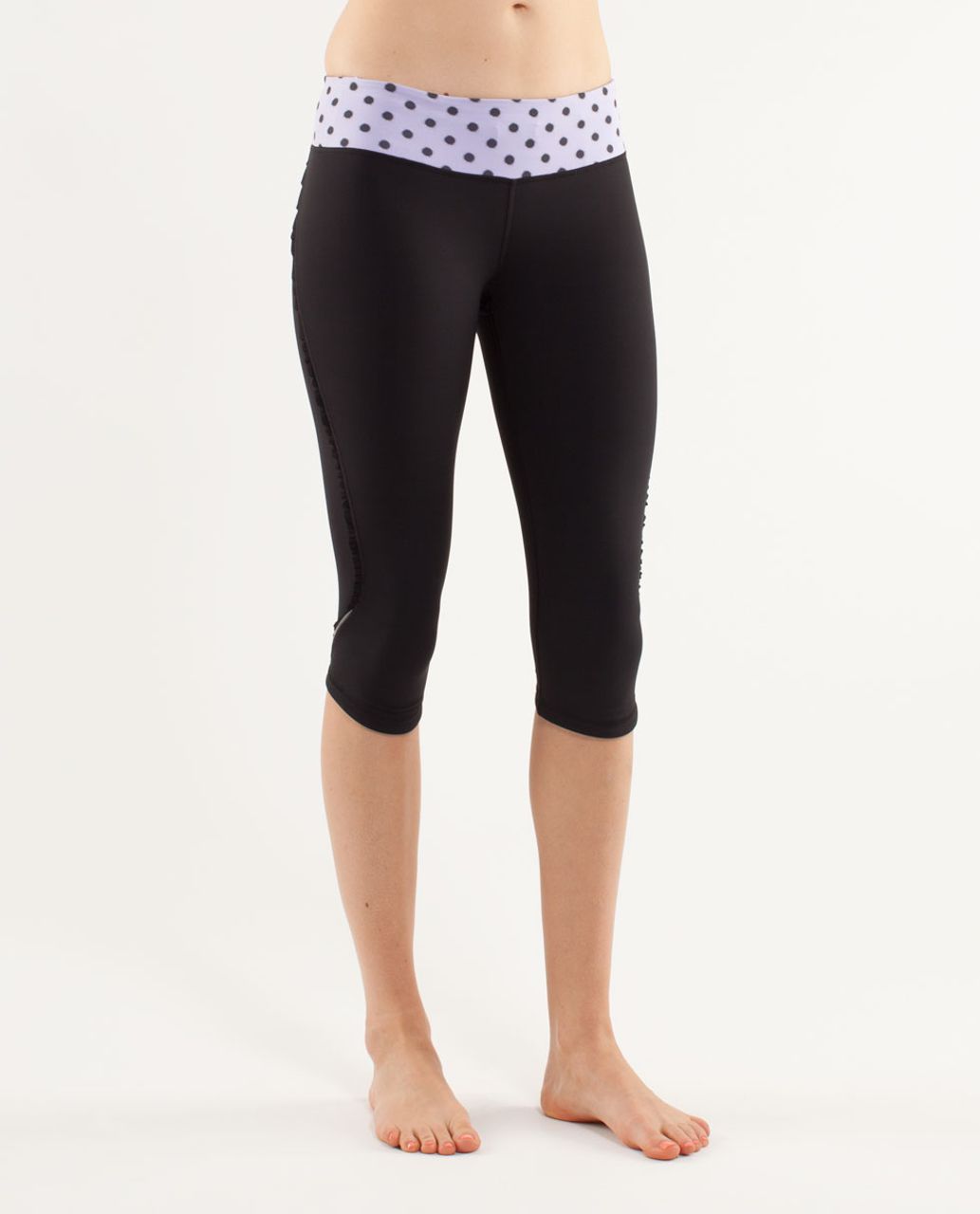 Lululemon Run:  Fast And Free Crop - Black / High Noon Dot Lilac / Black / Lilac