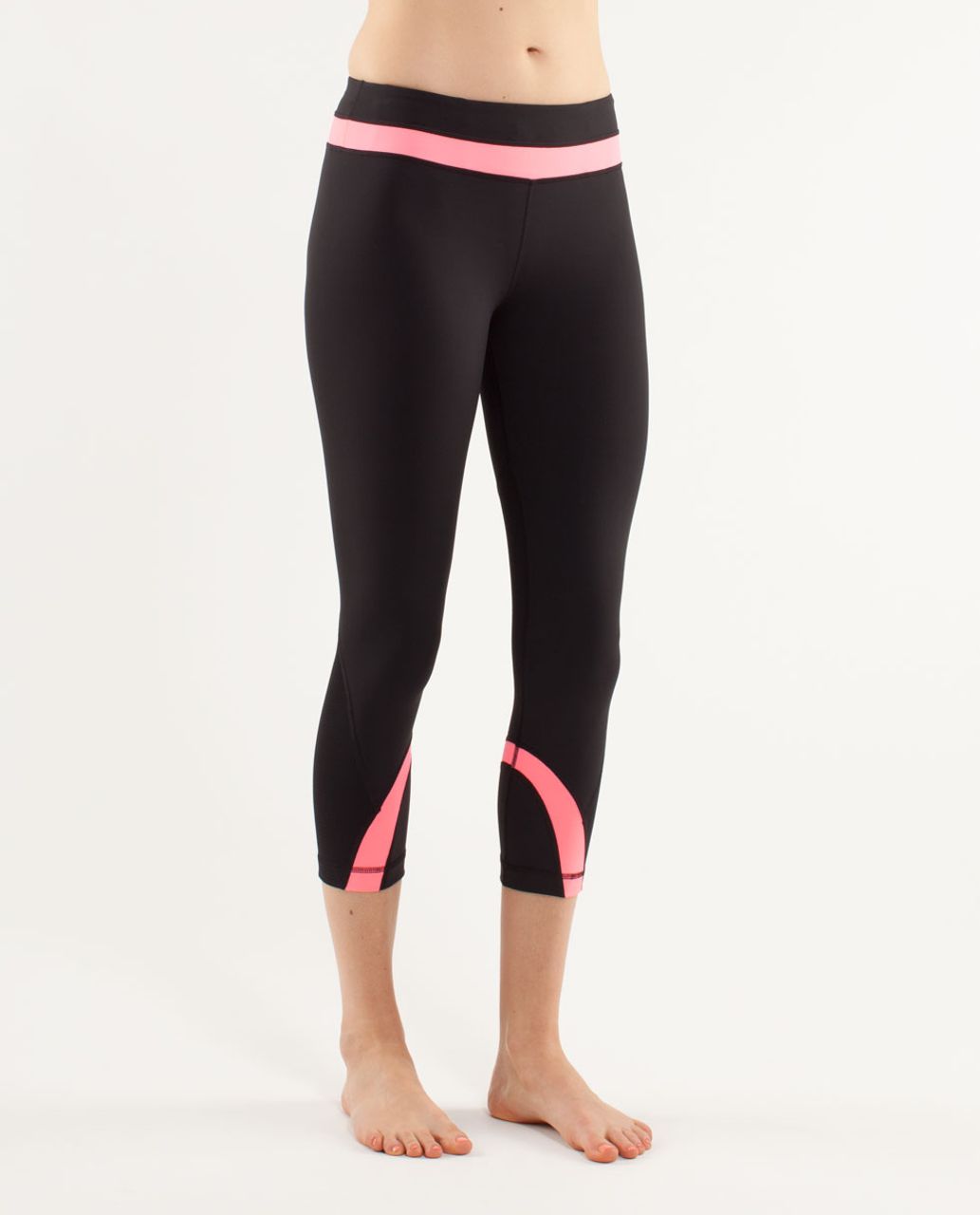 Lululemon Run:  Inspire Crop II - Black / Flash Light / Blush Quartz