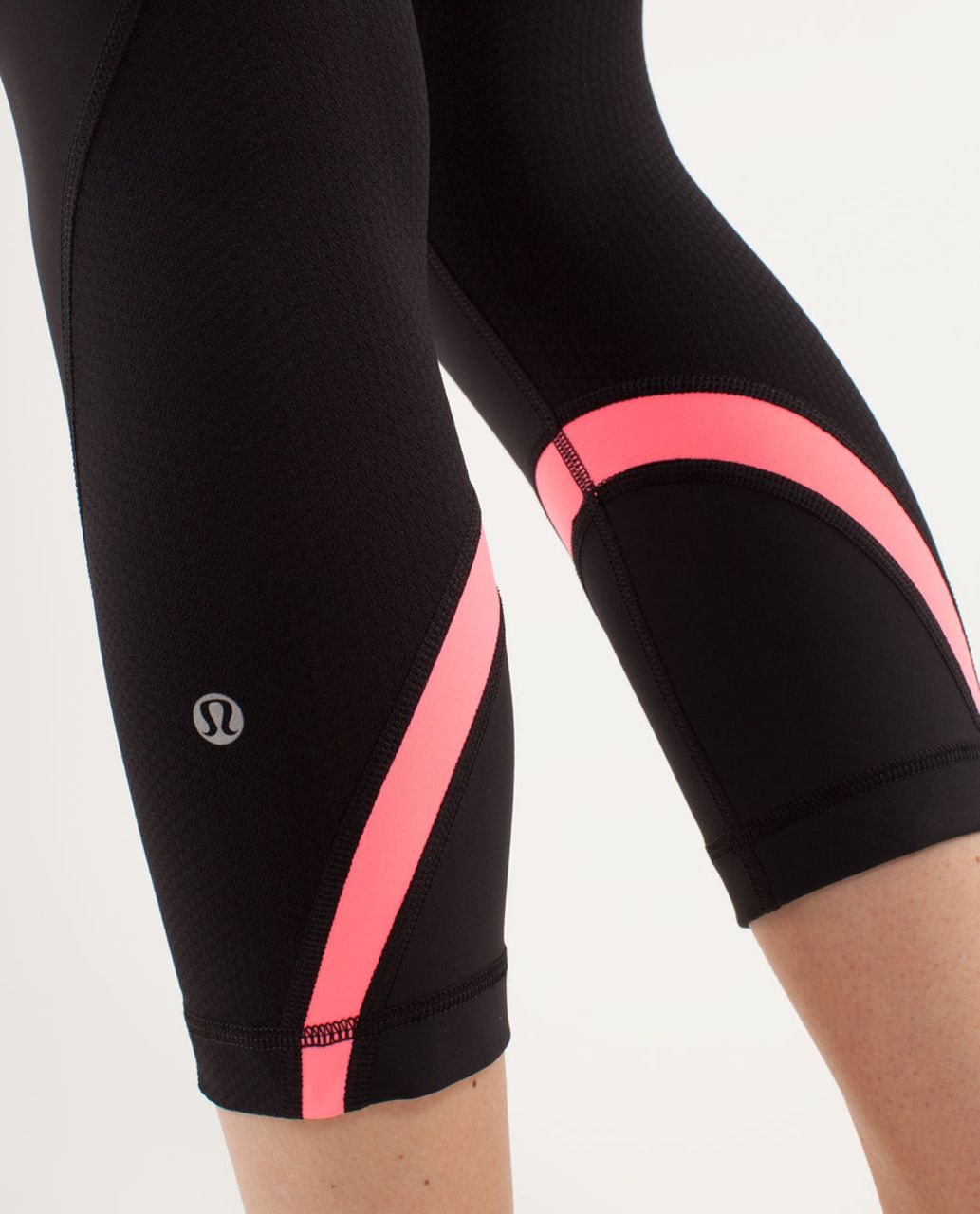 Lululemon Run:  Inspire Crop II - Black / Flash Light / Blush Quartz