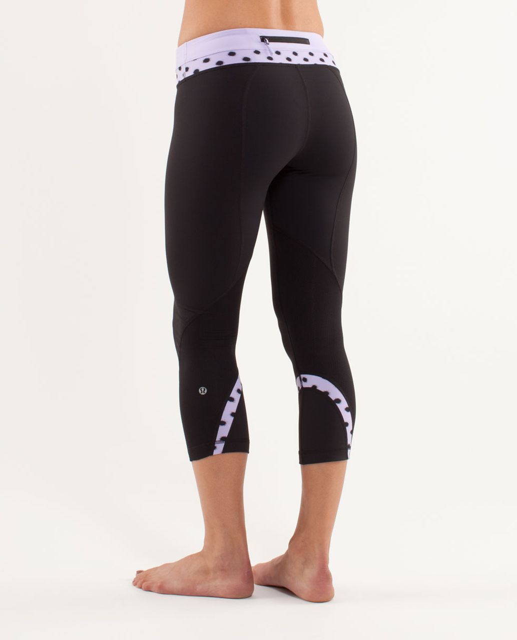 Lululemon Run: Inspire Crop II - Black / Lilac / High Noon Dot Lilac / Black  - lulu fanatics