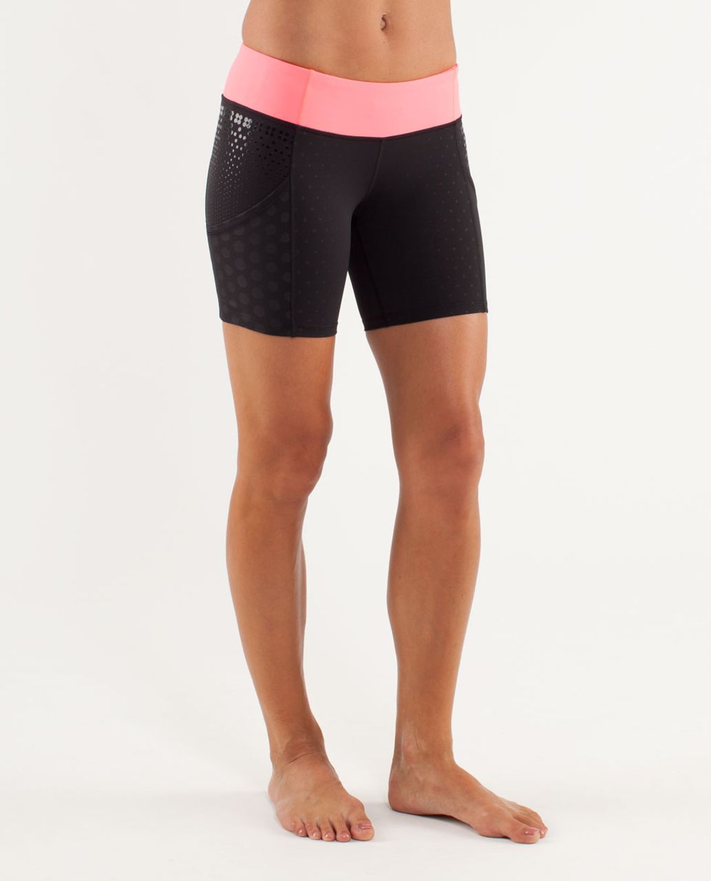 Lululemon Run:  Dart and Dash Short - Faded Dot Embossed Black / Black / Flash Light