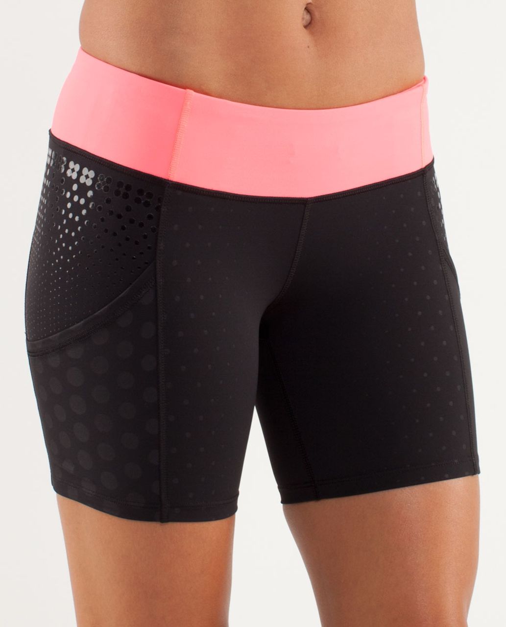 Lululemon Run:  Dart and Dash Short - Faded Dot Embossed Black / Black / Flash Light