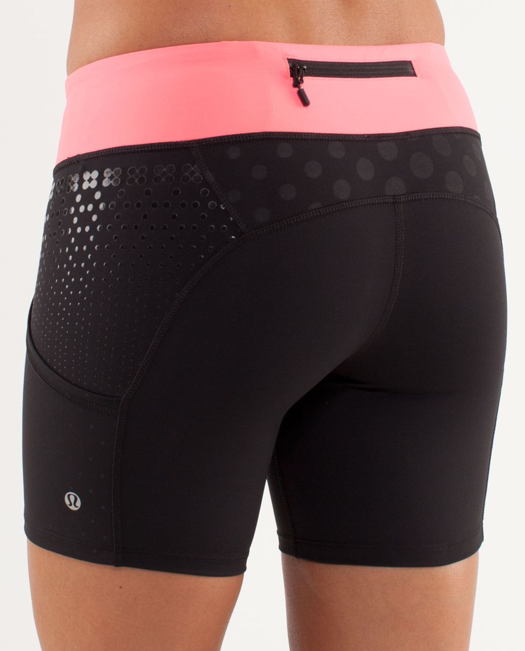 Lululemon Run:  Dart and Dash Short - Faded Dot Embossed Black / Black / Flash Light