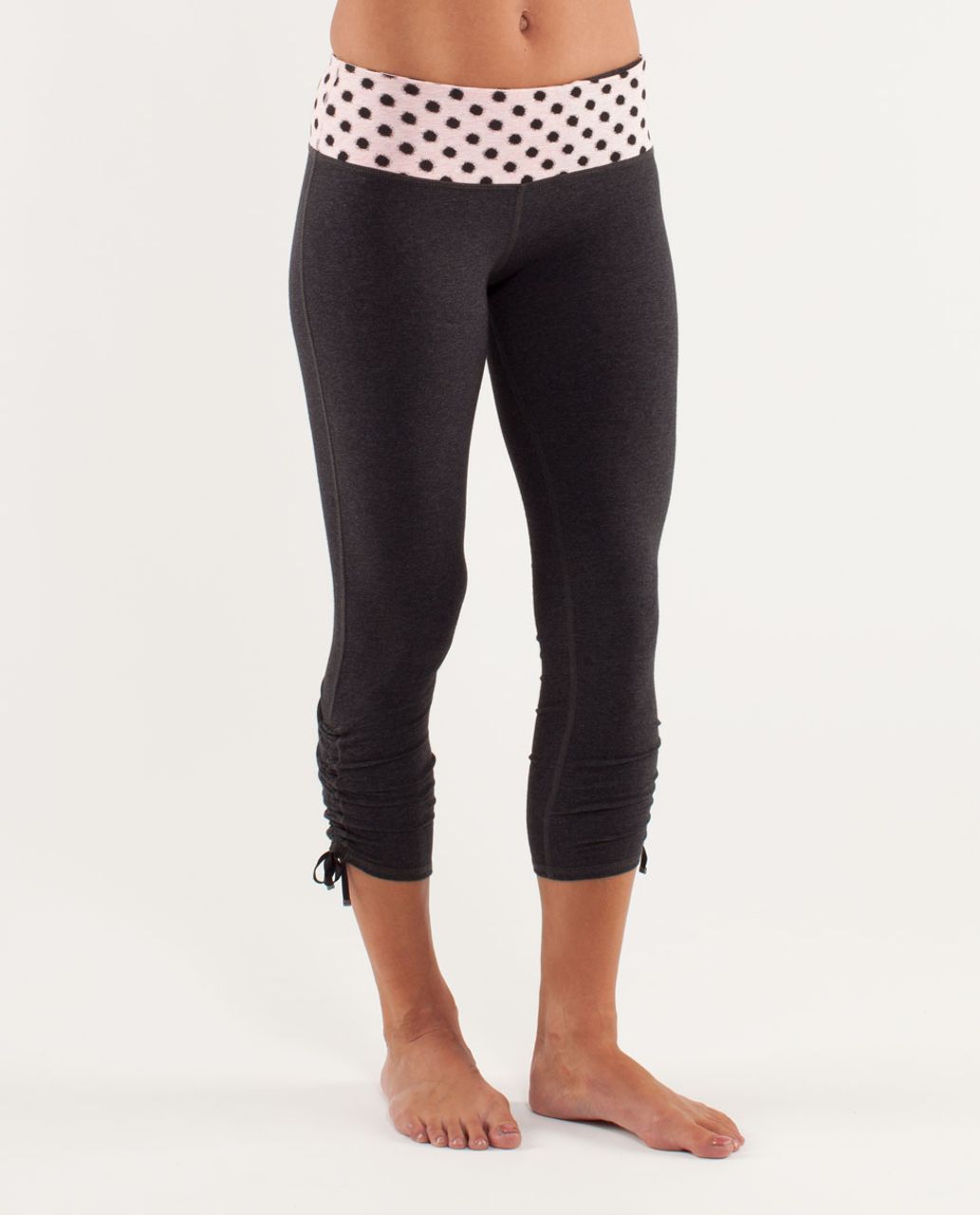 Lululemon Wandering Yogi Crop - Heathered Charcoal / High Noon Dot Blush Quartz / Black