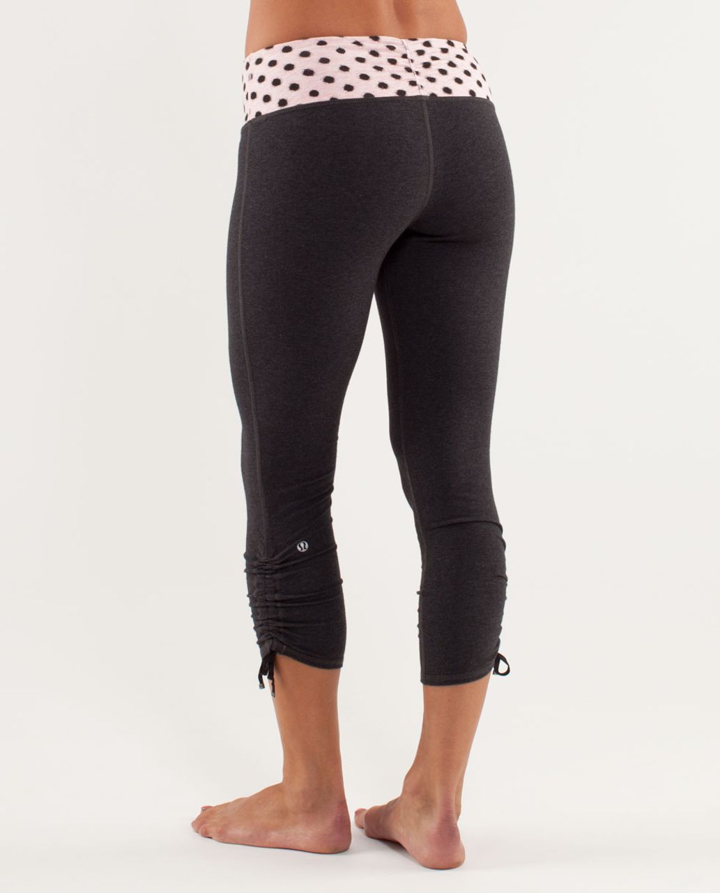 Lululemon Wandering Yogi Crop - Heathered Charcoal / High Noon Dot Blush Quartz / Black