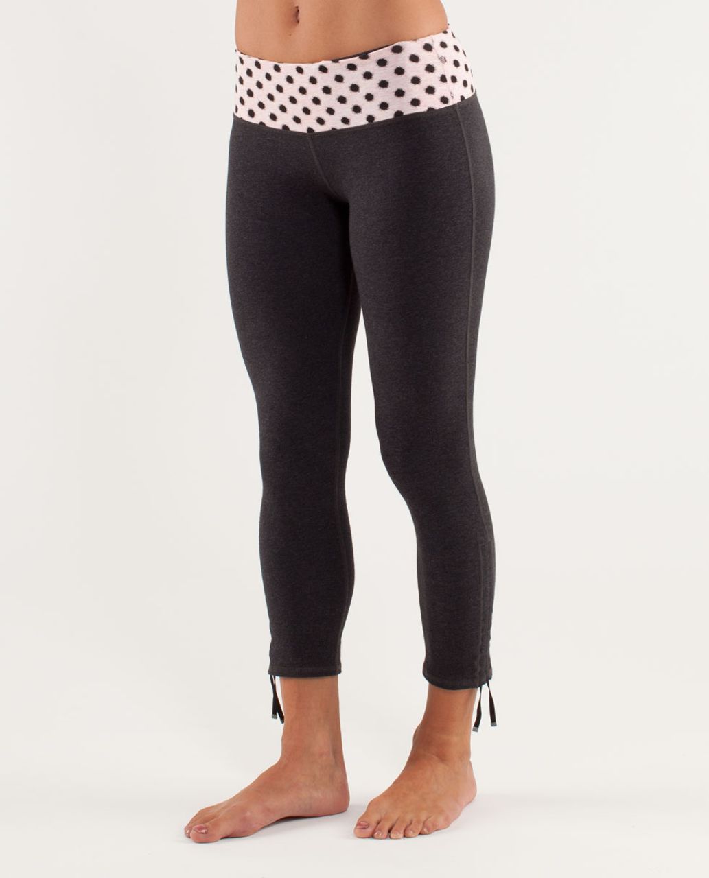 Lululemon Wandering Yogi Crop - Heathered Charcoal / High Noon Dot Blush Quartz / Black