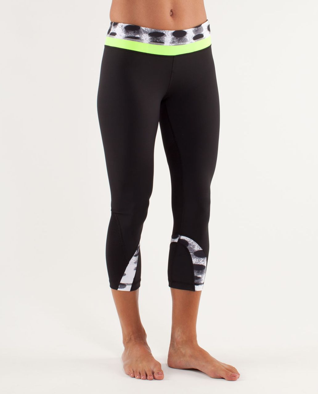 Lululemon Run:  Inspire Crop II - Black / Seaside Dot White / Black / Ray