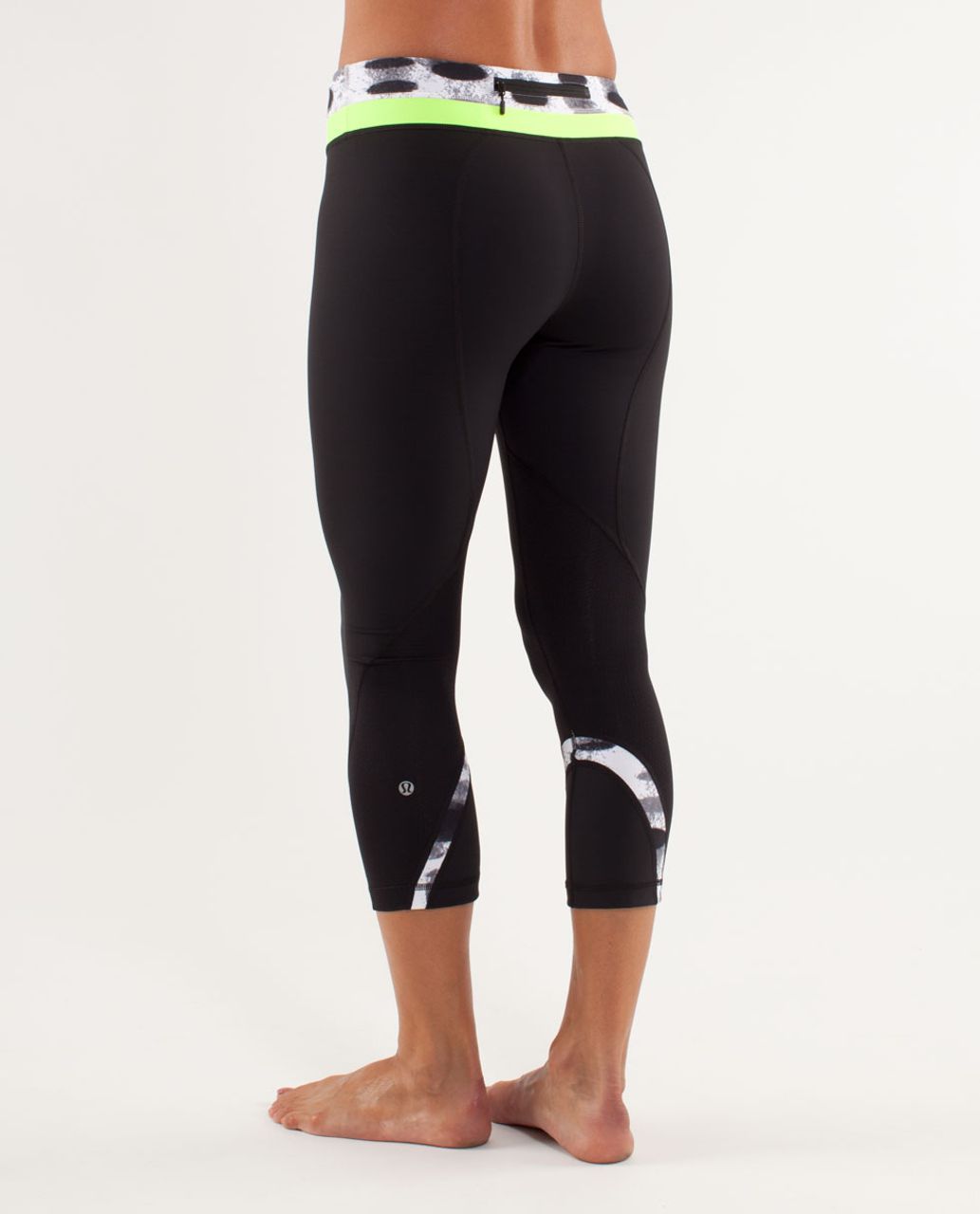 Lululemon Run:  Inspire Crop II - Black / Seaside Dot White / Black / Ray