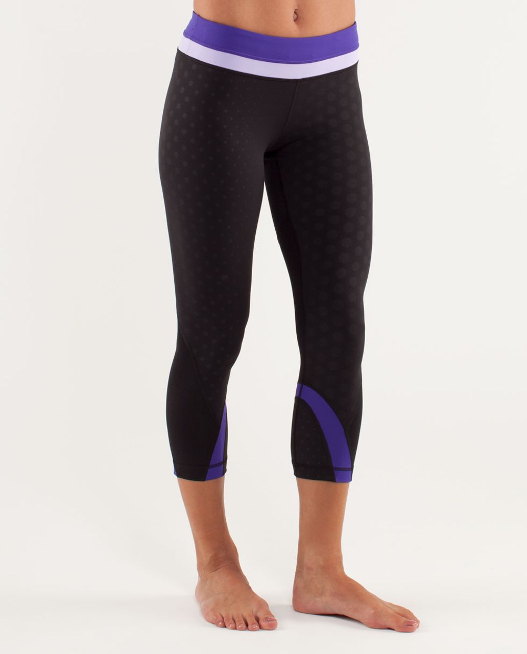 Lululemon Run:  Inspire Crop II - Faded Dot Embossed Black / Bruised Berry / Lilac