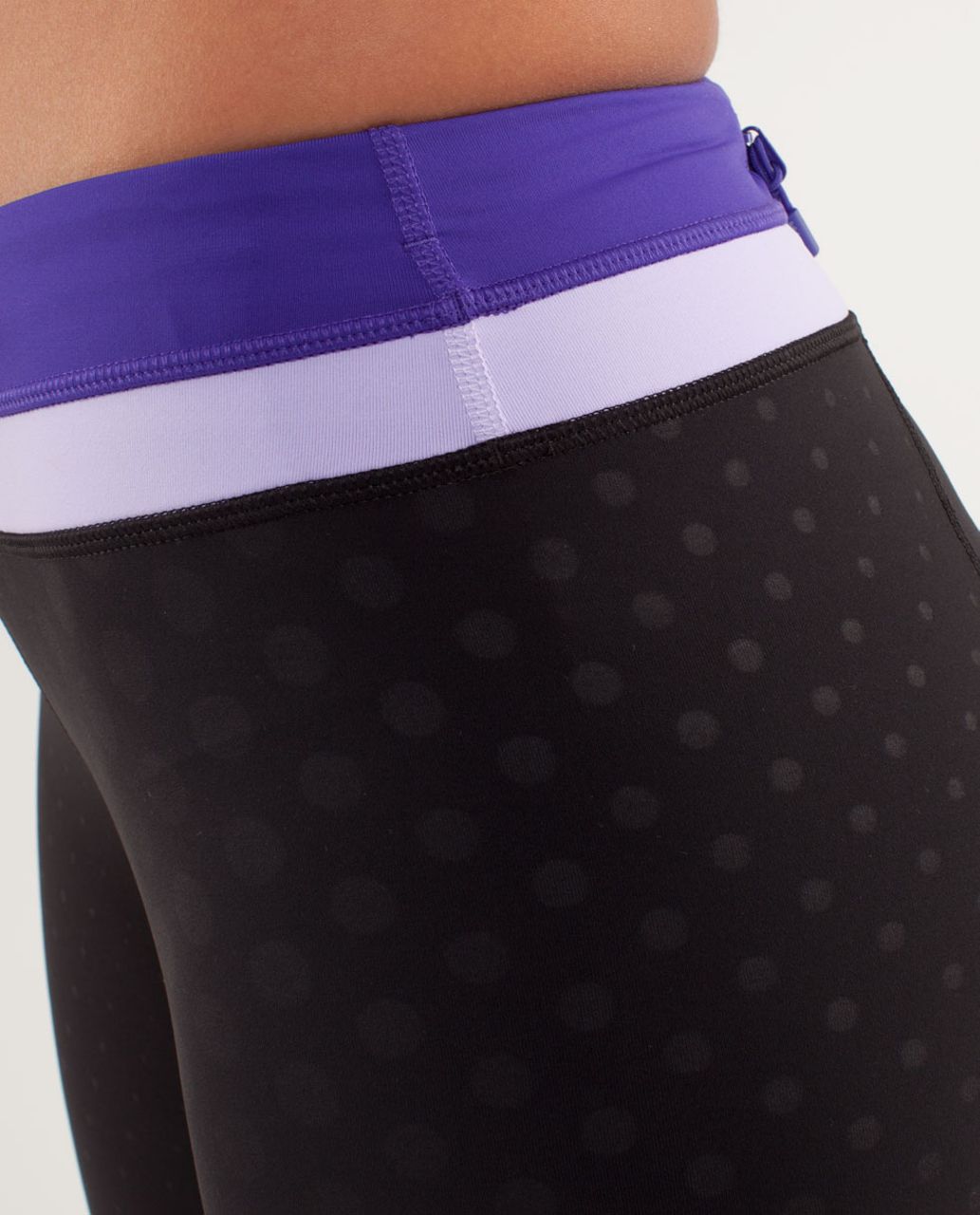 Lululemon Run:  Inspire Crop II - Faded Dot Embossed Black / Bruised Berry / Lilac