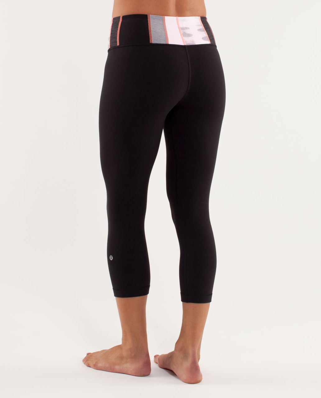 Lululemon Wunder Under 21 Crop Leggings Luon Variegated Knit Heathered  Black 6