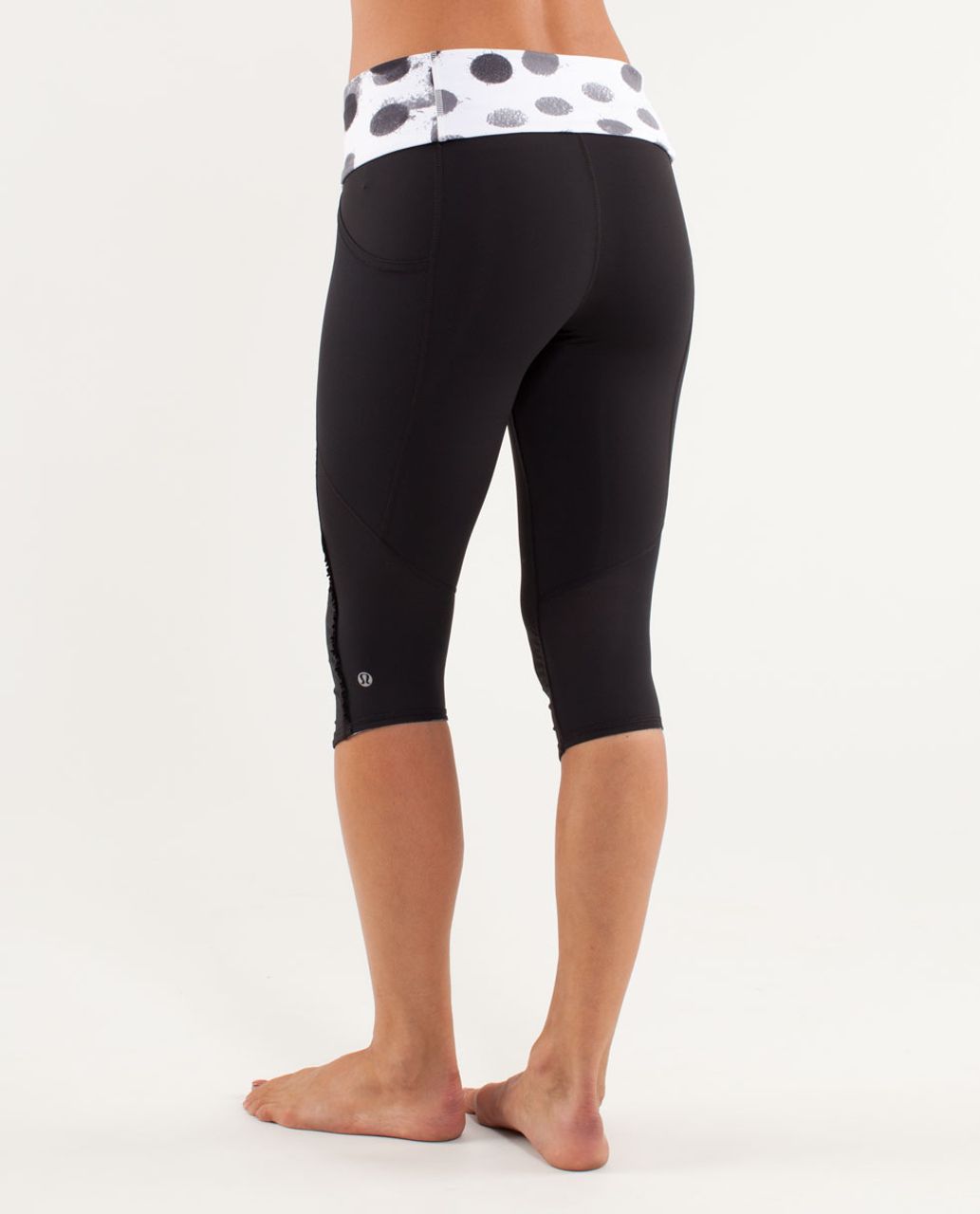 Lululemon Run:  Nothing To Hide Crop - Black / Seaside Dot White / Black