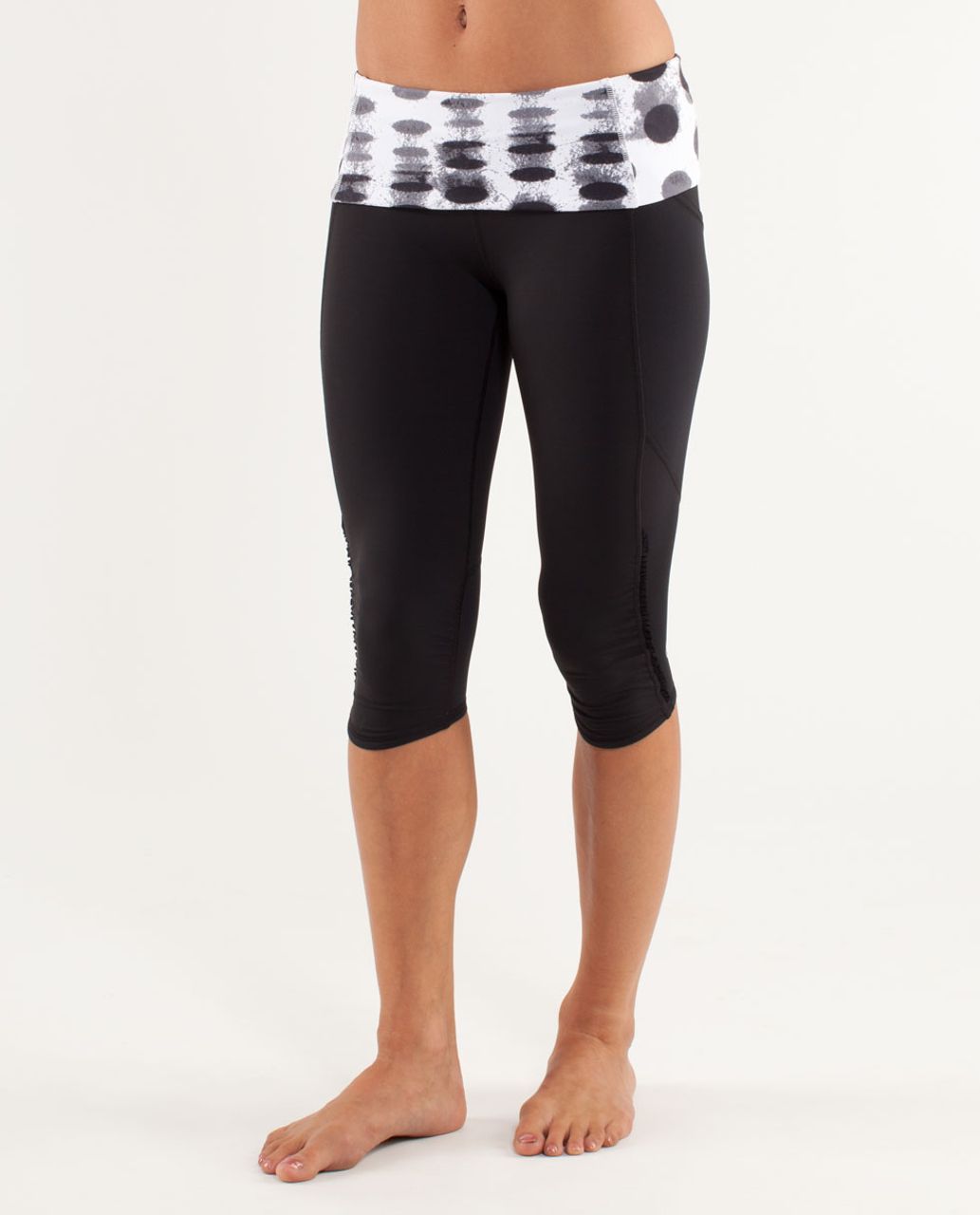 Lululemon Run:  Nothing To Hide Crop - Black / Seaside Dot White / Black