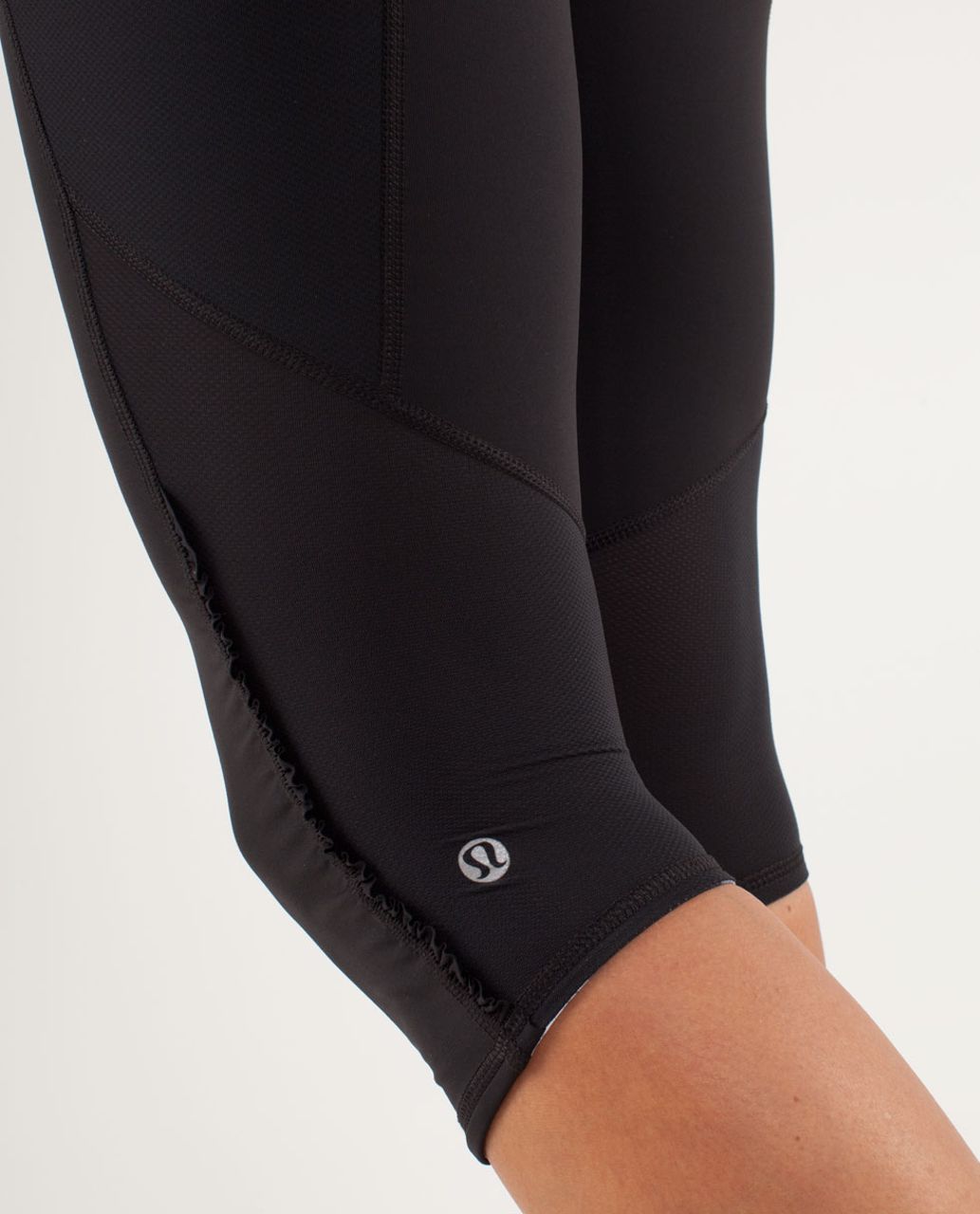 Lululemon Run:  Nothing To Hide Crop - Black / Seaside Dot White / Black