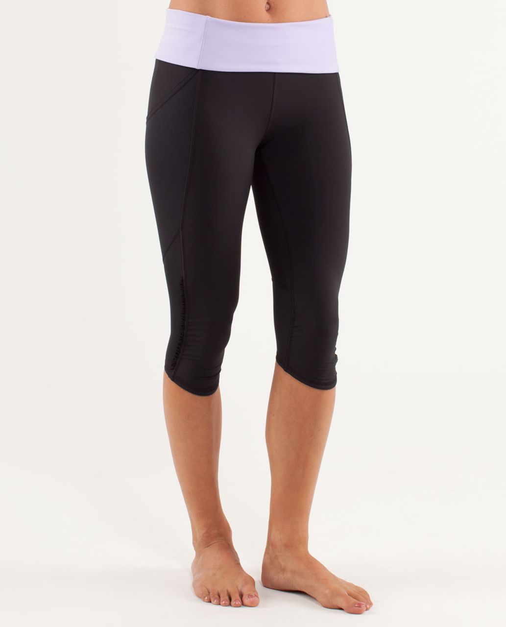 Lululemon Run: Nothing To Hide Crop - Black / Lilac - lulu fanatics